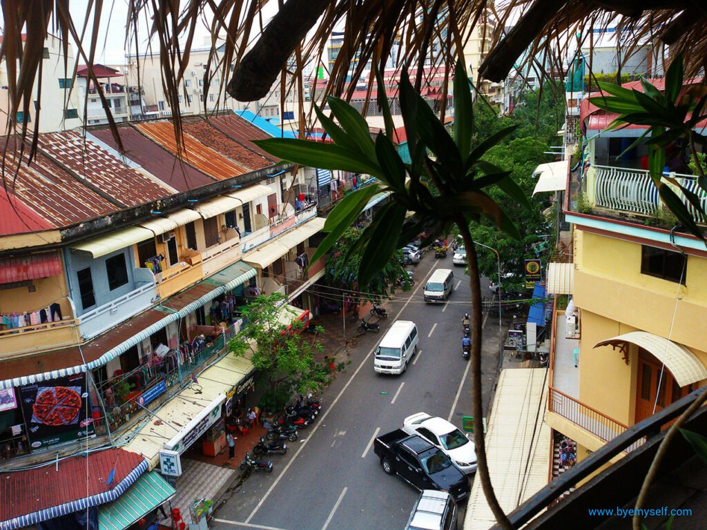 View of Phnom Penh from the 11 Happy Backpackers Hostal