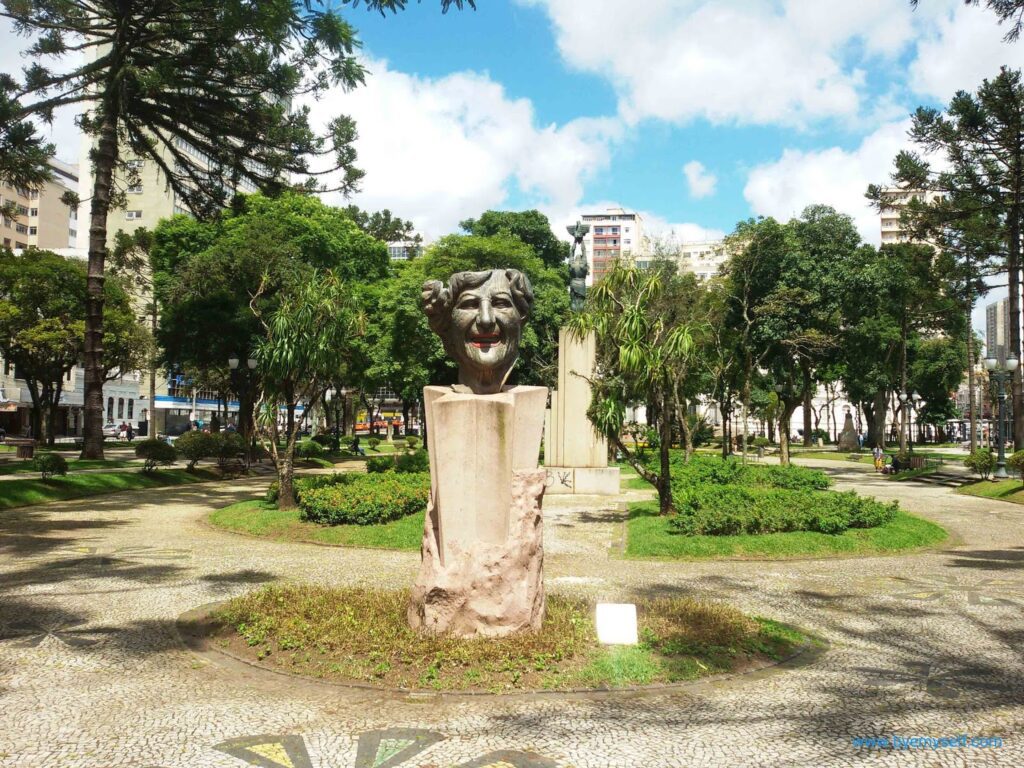 Bust of Ms Lala Schneider on the Santos Andrade square in Curitiba.