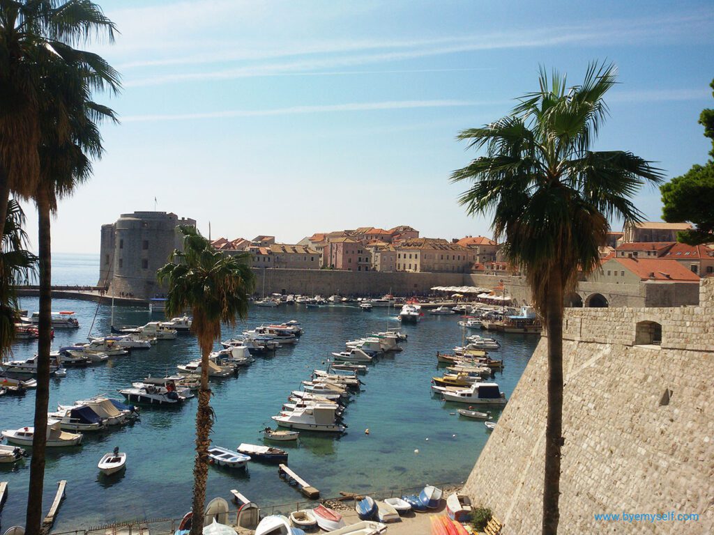 View of the port and the historic old town of Dubrovnik, the Lustrous Pearl of Dalmatia