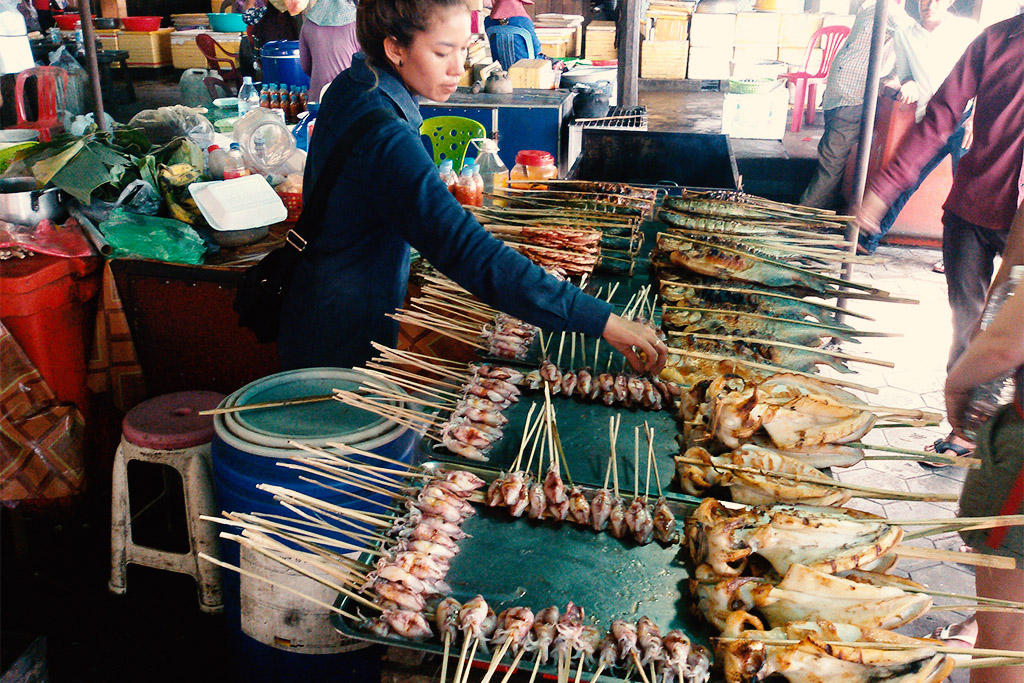 Selling Fish on the Market in Kep, Cambodia