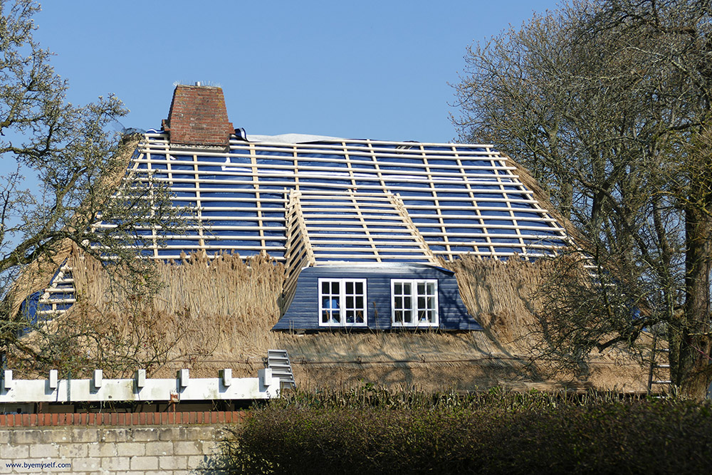 This is how the reed thatched roofs are made.