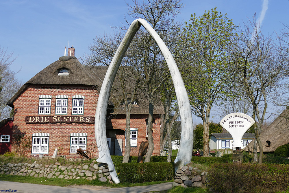 The entrance to the Friesen museum is a gate made of huge whale jawbone.